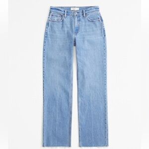 Abercrombie Women’s Low Rise Baggy Jean (color: medium with raw hem)